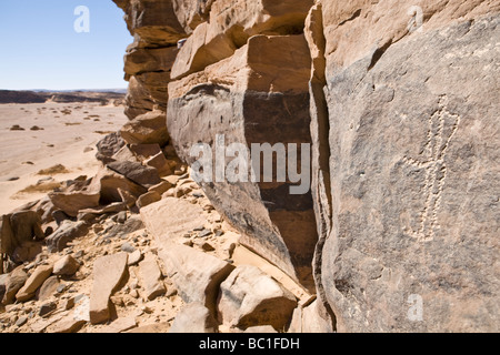 Felszeichnungen in der östlichen Wüste von Ägypten, Nordafrika Stockfoto