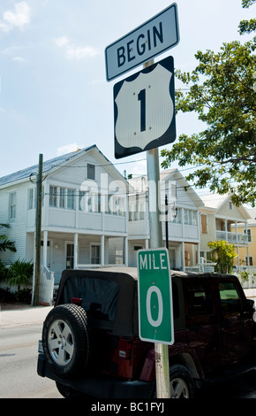 Beginn des US Highway 1 in Key West Florida Stockfoto