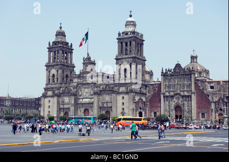 Die Kathedrale Metropolitan auf El Zocalo, Mexiko-Stadt. Stockfoto