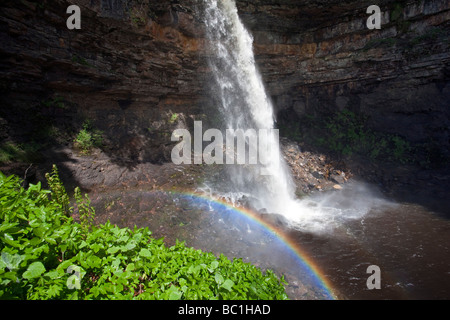 Hardraw Kraft angeblich Englands höchste Freefall Wasserfall obere Wensleydale Yorkshire Dales National Park Stockfoto