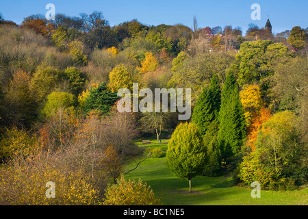 England Tyne tragen Newcastle Upon Tyne Blick von der Armstrong-Brücke in Richtung Jesmond Dene Stockfoto