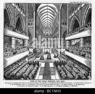 Krönung von König Wilhelm IV. und Königin Adelaide, Westminster Abbey, London, 1831. Artist: Unbekannt Stockfoto