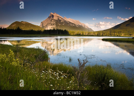 Mount Rundle über Lake Vermillion Banff Alberta Kanada Stockfoto