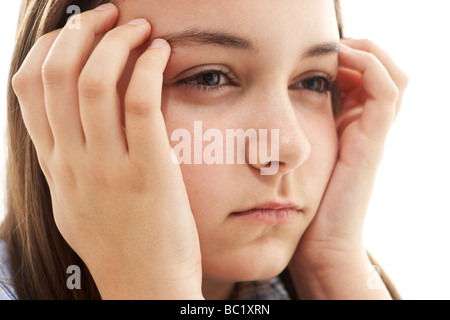 Porträt von gestressten jungen Mädchen Stockfoto