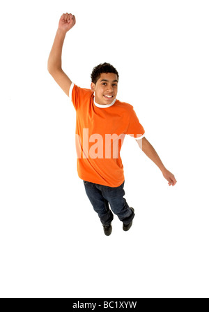 Junge springt im Studio Stockfoto