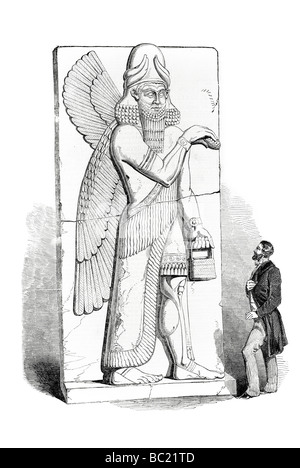 Nimroud Skulpturen auf die britische Museum kolossale Figur des geflügelten Menschen der Göttlichkeit Stockfoto