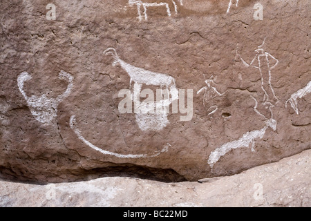 Winkler berühmten Felsmalereien Website 18 in Wadi el Kash in der östlichen Wüste von Ägypten. Im Jahr 2004 und Re-recorded wiederentdeckt Stockfoto