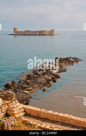 Kızkalesi (Maiden Castle), in der Nähe von Mersin, Türkei Stockfoto