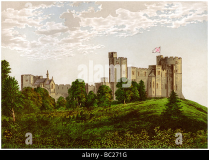 Peckforton Castle, Cheshire, der Heimat des Baron Tollemache, c 1880. Artist: Unbekannt Stockfoto