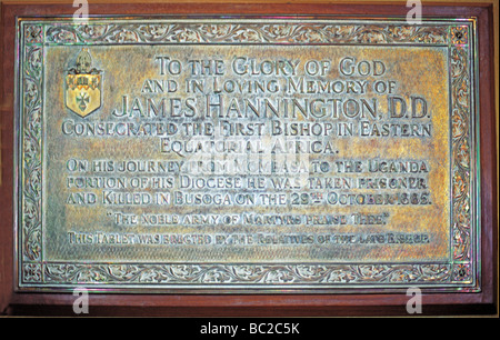 Bronzetafel zu James Hannington ein Märtyrer Namirembe St Pauls anglikanische Kathedrale Kampala-Uganda Stockfoto