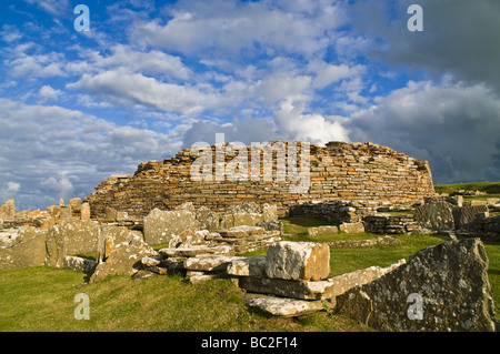 dh Broch of Gurness EVIE ORKNEY SCHOTTLAND Eisenzeit Broch Defensive Befestigungsanlagen ruiniert Turm Siedlung Inseln Stockfoto