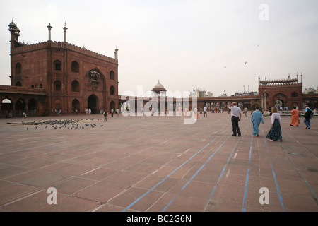 Der Innenhof der Jama Masjid Moschee in New Delhi die größte Moschee in Indien Stockfoto