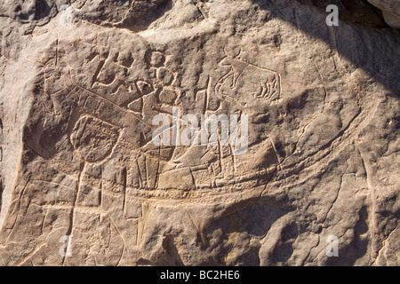 Felszeichnungen in der östlichen Wüste von Ägypten, Nordafrika Stockfoto