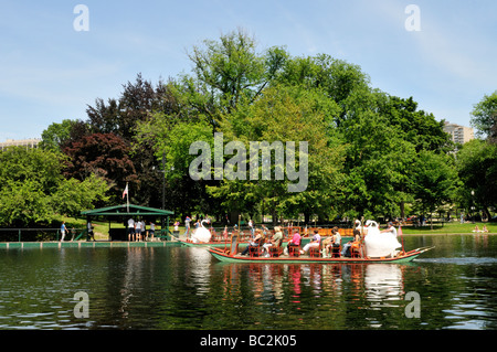 Swan Boote in Boston Public Gardens befindet sich neben Boston Common, Boston, MA USA Stockfoto