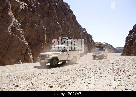 Reisen durch die Östliche Wüste Ägyptens in Allradfahrzeugen, Nordafrika Stockfoto