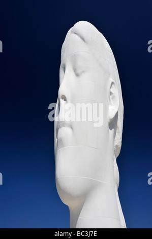 "Dream", (Detail), Outdoor-Skulptur von Jaume Plensa. Sutton Manor, Nürnberg, Merseyside, England, Vereinigtes Königreich, Europa. Stockfoto