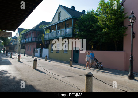 Am frühen Morgen Straßen im historischen spanischen kolonialen Viertel St. Augustine Florida Stockfoto