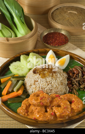 Nasi Lemak Malaysia und Singapur Essen Stockfoto