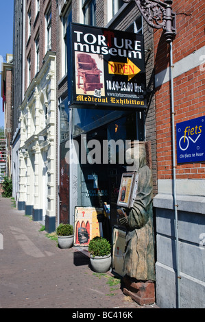 Schild am Amsterdams Foltermuseum, 449 Singel Stockfoto