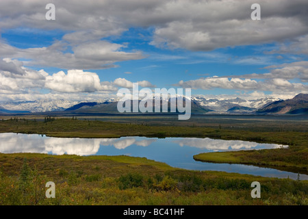 Central Alaska Range aus dem Denali Highway-Alaska Stockfoto