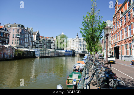 Blumenmarkt Amsterdam Bloemenmarkt neben dem Singel-Kanal Stockfoto