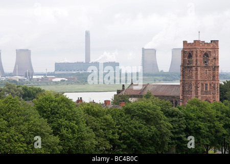 Blick vom Runcorn Widnes Brücke Cheshire England uk gb Stockfoto