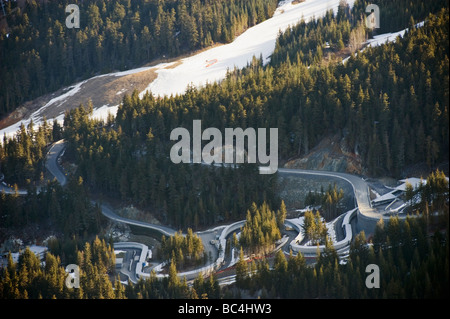 Schiebe-Bob-Austragungsort Whistler Mountain Resort Austragungsort der Olympischen Winterspiele 2010 Stockfoto