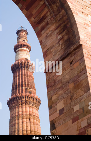Qutb Minar - weltweit höchste gemauerte Minarett. Stockfoto