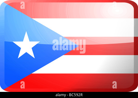 Flagge von Puerto Rico national Land Symbol Abbildung glänzend Schaltflächensymbol Stockfoto