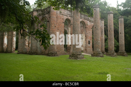 Ruinen von Sheldon Kirche in der Nähe von Charleston, SC Stockfoto