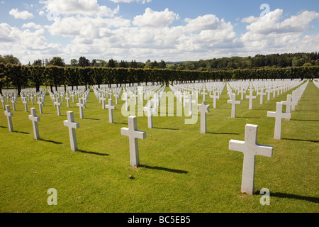 Romagne Gesnes Frankreich Reihen von weißem Marmor Grabsteine auf Maas Argonne amerikanischen Soldatenfriedhof WW1 Schlacht von Verdun Stockfoto