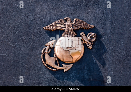 United States Marine Corps Emblem auf Granit Stockfoto