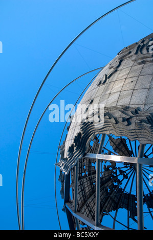 Detail der Unisphere, gebaut für die Weltausstellung 1964 in Flushing Meadows Corona Park, Flushing Meadows, NY Stockfoto