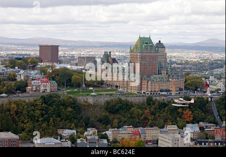 Blick auf Hotel Chateau Frontenac, Kanada, Québec, Québec (Stadt) Stockfoto