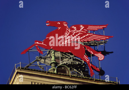 Mobil fliegen Red Horse 1934 an Magnolia Petroleum Bldg in Dallas Texas USA installiert Stockfoto