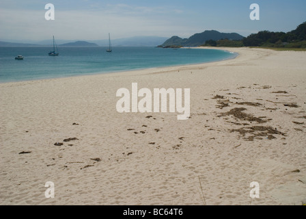 Playa de Rodas, Cíes-Inseln, Pontevedra, Spanien. Stockfoto