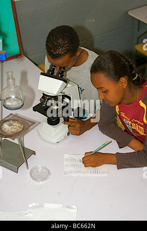 Studierende Wissenschaft in Addis Abeba in Äthiopien am Horn von Afrika Stockfoto