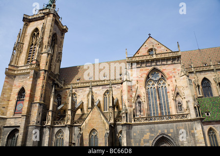 Colmar Elsass Frankreich EU St Martins Kathedrale in dieser Stadt die Weinhauptstadt des Elsass Stockfoto