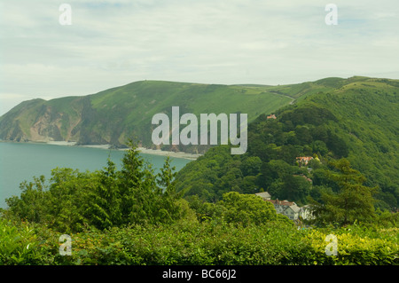 Blick auf Lynmouths Küste von Lynton Nord-Devon England Stockfoto