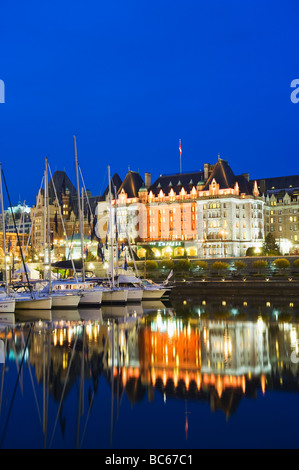 Fairmont Empress Hotel auf James Bay Innenhafen Victoria Vancouver Island in British Columbia Kanada Stockfoto