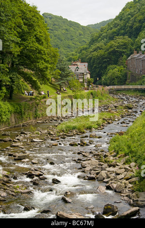 Die East Lyn River Gorge von Lynmouth Nord-Devon England anzeigen Stockfoto