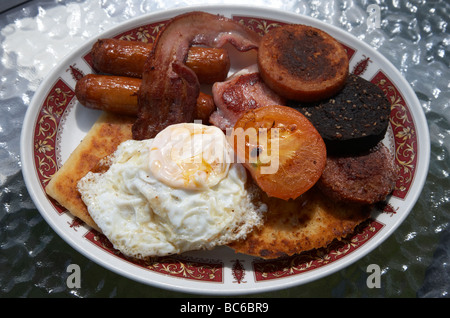 Ulster Fry gebratene Frühstück serviert auf einem Teller in einem Café das hohe Cholesterin Essen ist üblich in Nordirland Stockfoto
