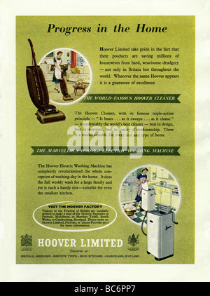 1951 Farbe Werbung für elektrische und weiße-Ware-Hersteller Hoover Stockfoto