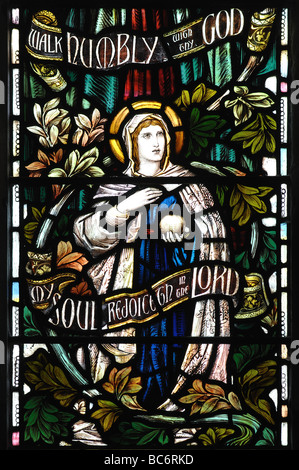 Glasmalerei von Hannah in St. Maria und St. Bartholomew Church, Hampton-in-Arden, West Midlands, England, UK Stockfoto