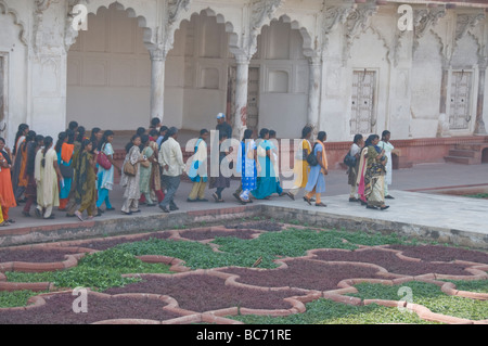 Agra Fort, Roten Fort, Shah Jahan Private Ferienwohnungen mit Blick auf den Fluss Yamuna, Palastgebäude, Agra, Uttar Pradesh, Indien. Stockfoto