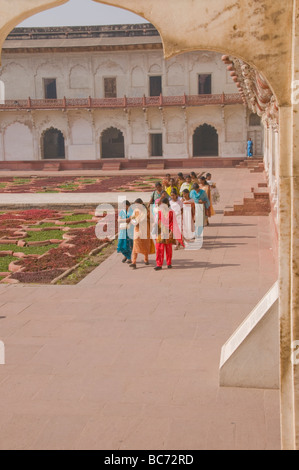 Rotes Fort, Shah Jahan Private Ferienwohnungen mit Blick auf den Fluss Yamuna, Palastgebäude, Agra, Uttar Pradesh, Indien. Stockfoto