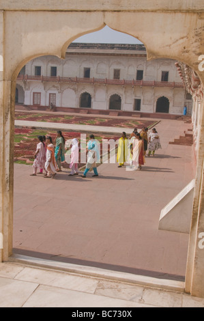 Rotes Fort, Shah Jahan Private Ferienwohnungen mit Blick auf den Fluss Yamuna, Palastgebäude, Agra, Uttar Pradesh, Indien. Stockfoto