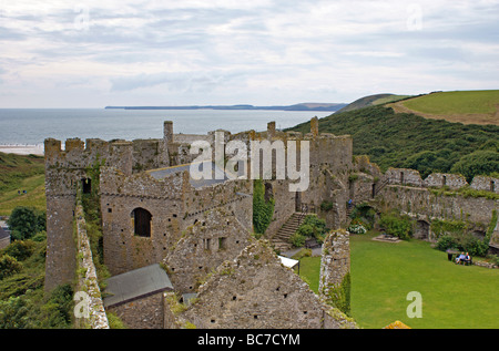 Manorbier Castle in West-Wales Stockfoto