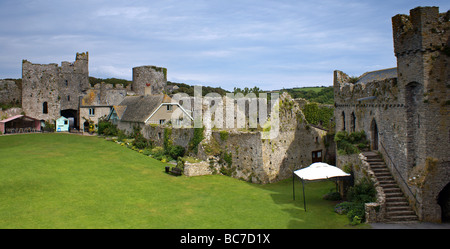 Manorbier Castle in West-Wales Stockfoto