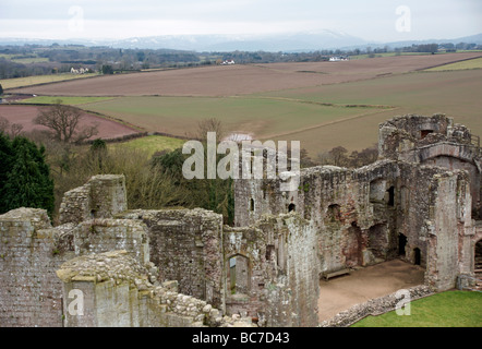 Raglan Castle in Monmouthshire Stockfoto